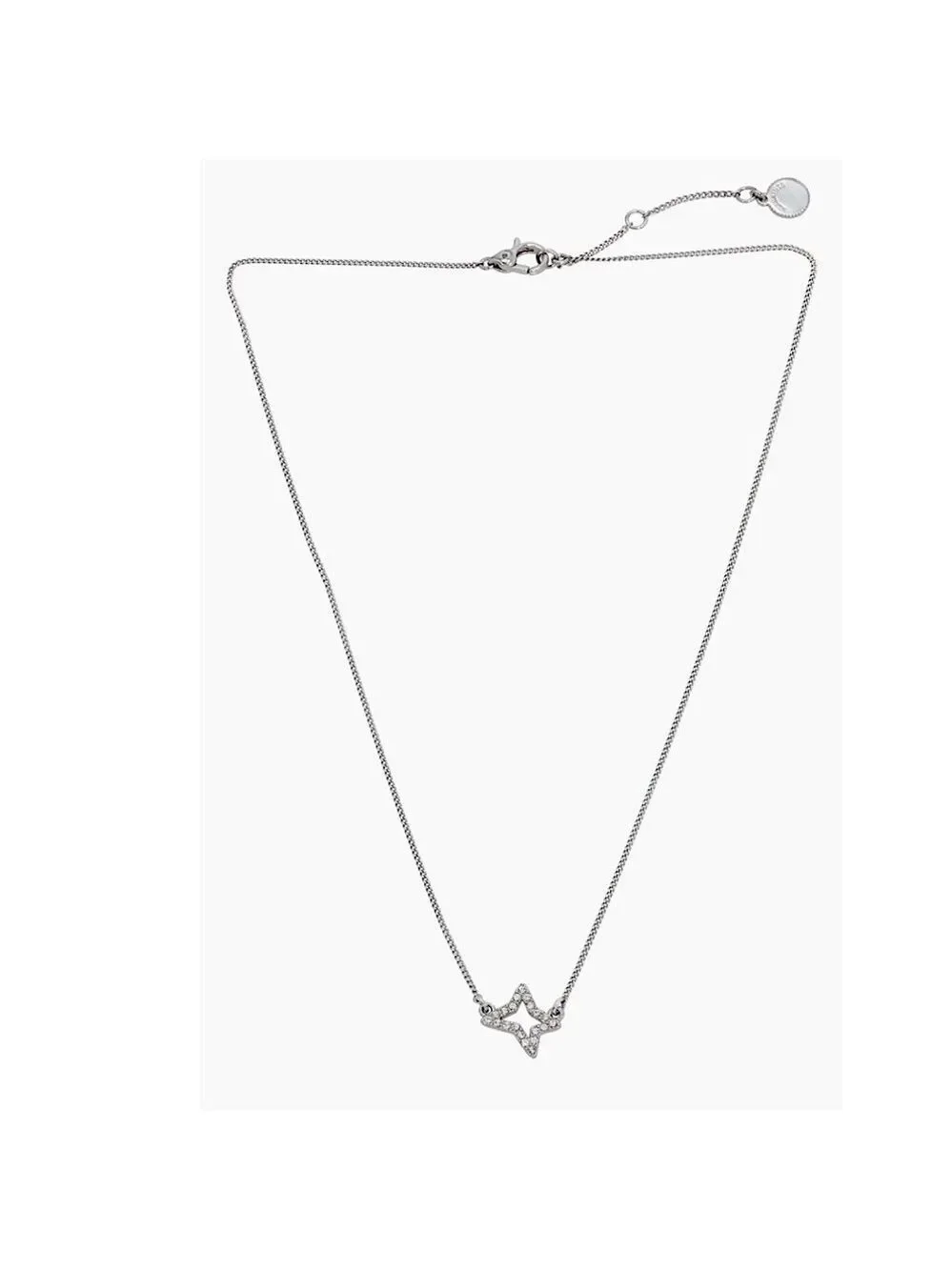 All Saints Crystal Star Charm Silver Necklace New